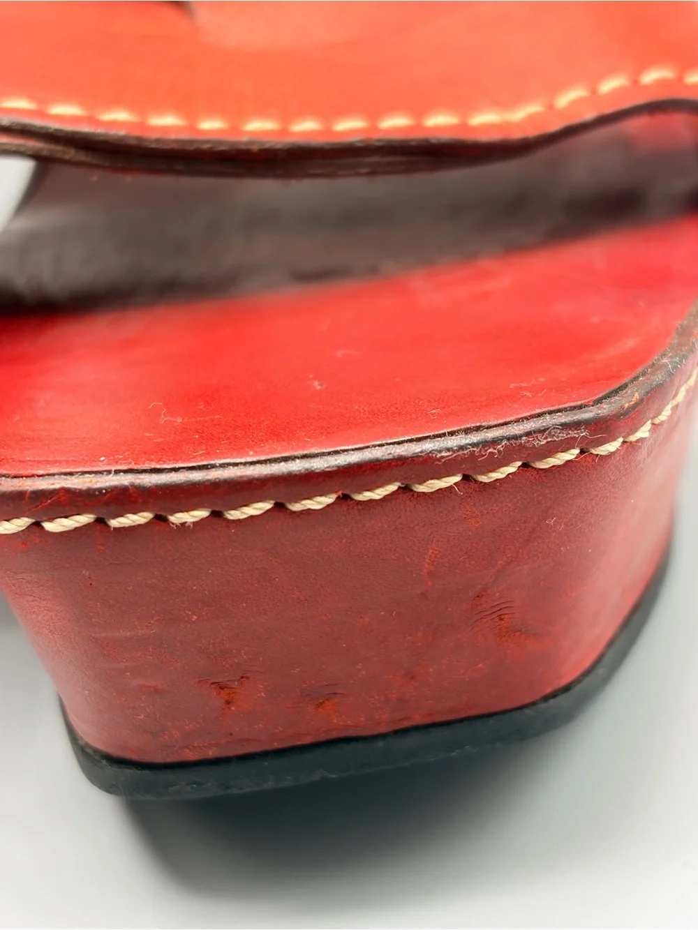 Robert Clergerie Paris, Red Leather Luxury Platform Wedge Sandals,Made In France